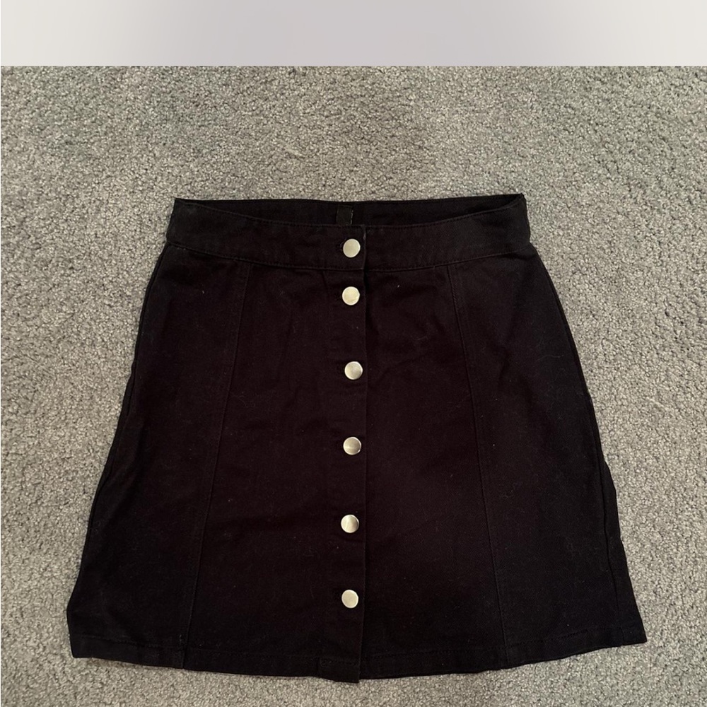 h&m divided Black Button-Front Women's Skirt